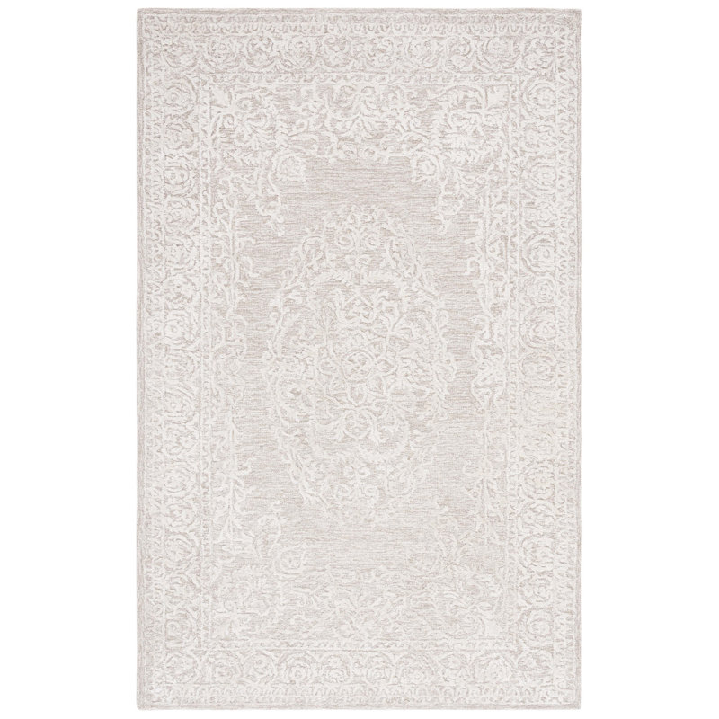 Precious Hand Tufted Wool/Bamboo Silk/Cotton with Cotton Backing Oriental Rug in Beige/Ivory, Rectangle 8' x 10'
