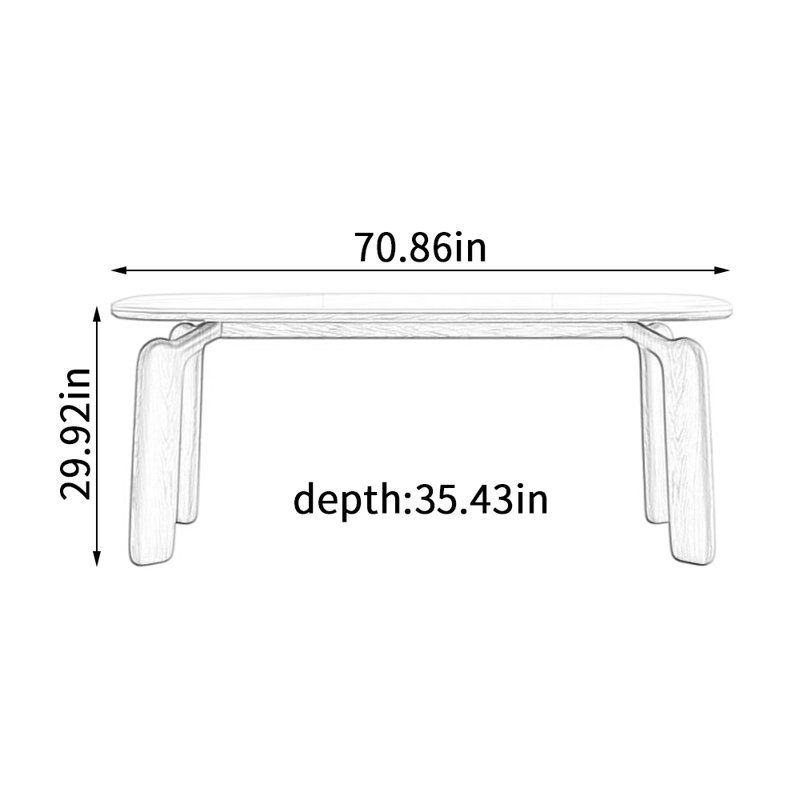 Table de salle à manger Modern, H 29,92 po x L 70,86 po x l 35,43 po