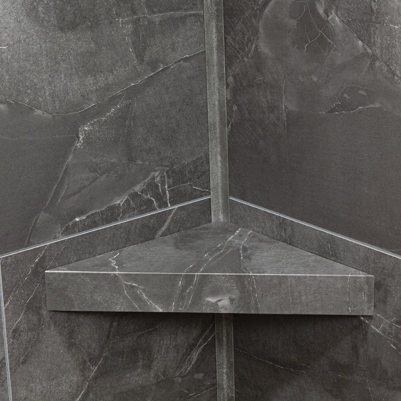 Cracked Slate Gray Vinyl Shower Surround Kit with Accessories