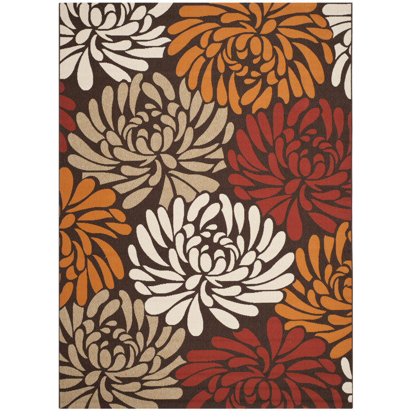 Tapis d'intérieur / extérieur à motif floral Centeno Performance, Rectangle 8 pi x 11 pi
