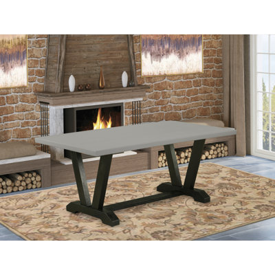 V-Style Modern Kitchen Table - a Rectangle Dining Table Top with Stylish Legs, Black
