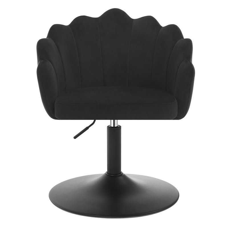 Metal Accent Stool, Velvet, Black