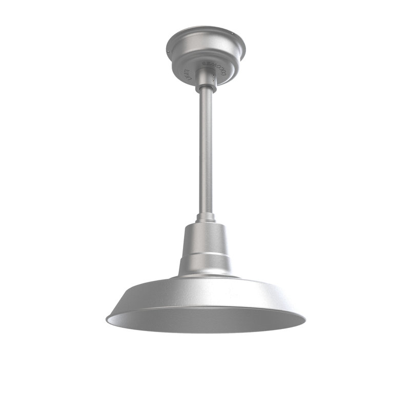 Luminaire suspendu en forme de dôme à 1 lumière DEL Haleigh, H 48 po x l 14 po x P 14 po, Argent galvanisé