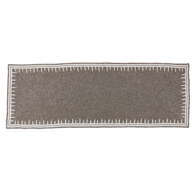 Classic Beauty Beaded Table Runner, Pewter