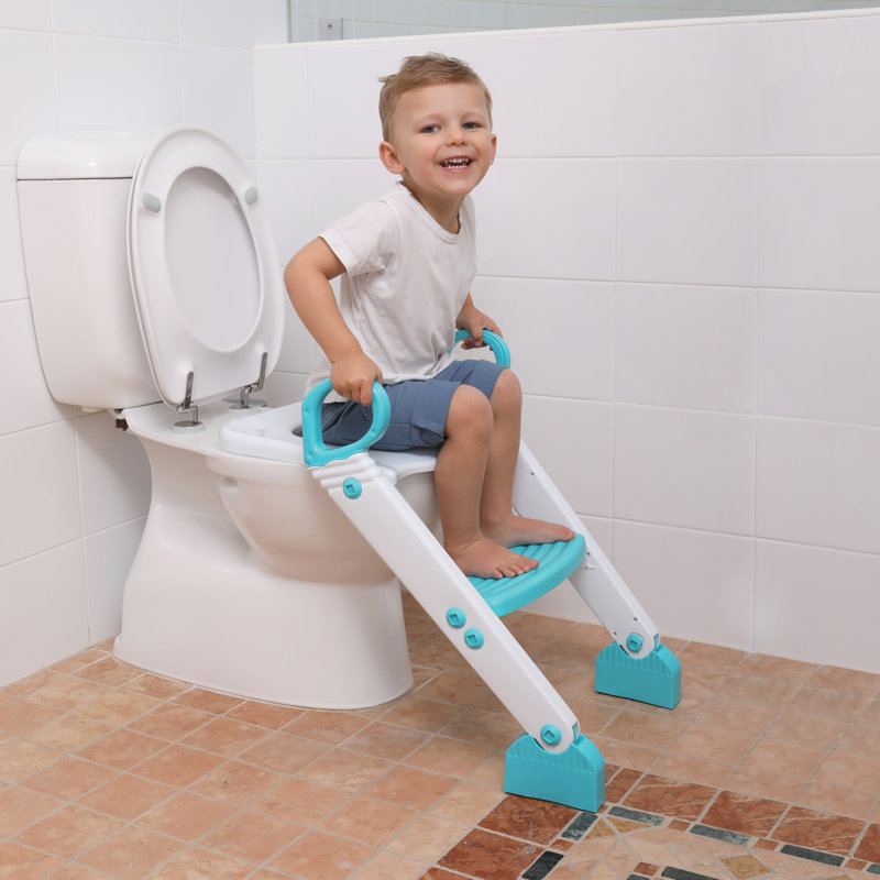  Round Family Toilet Seat, Aqua/White