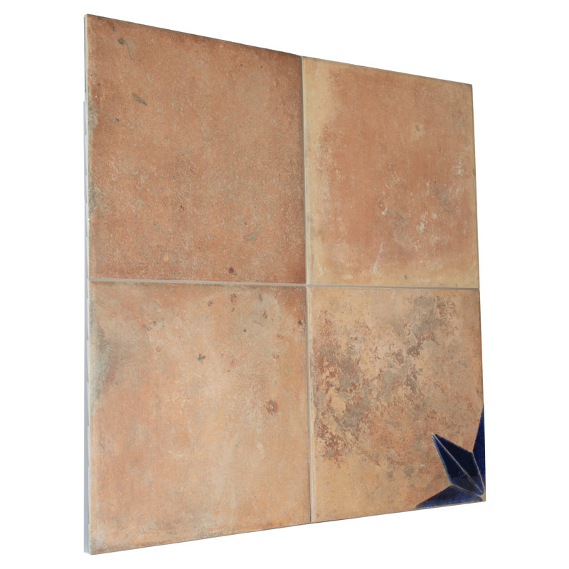 Carreau de porcelaine pour plancher et mur 17-7 / 8 po x 17-7 / 8 po Kings Nonna, Orange / Bleu