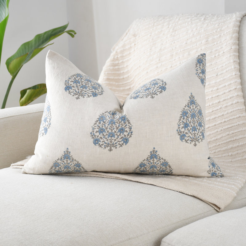 Imprimé floral bleu, Rectangle H 16 po x l 24 po, 1 Pillow Set