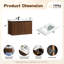 Meuble mural pliant en noyer de 76 cm avec évier en céramique YTCW061S-075WA6-W – Installation brevetée en 1 minute, gain de place et montage facile, style moderne