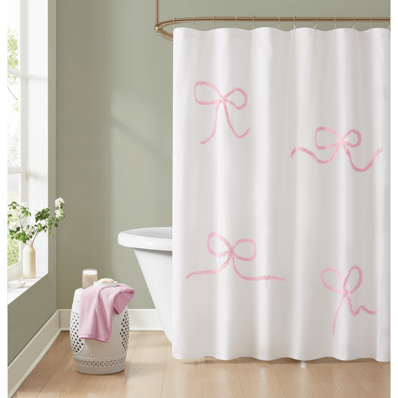 Rideau de douche texturé, Rose/Blanc