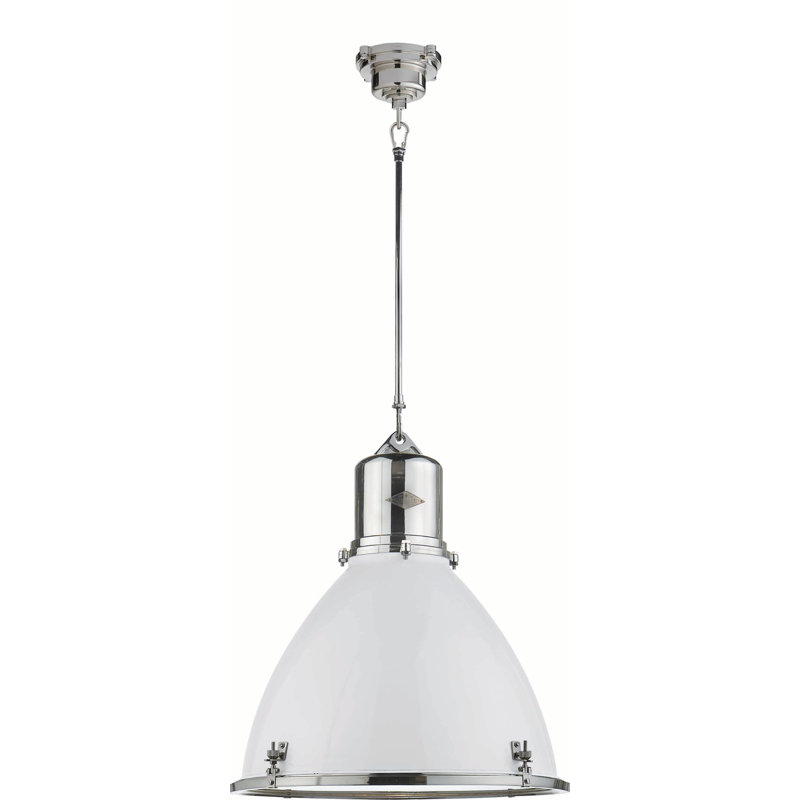 Ralph Lauren Fulton 1 - Light Pendant, Polished Nickel/White Enamel