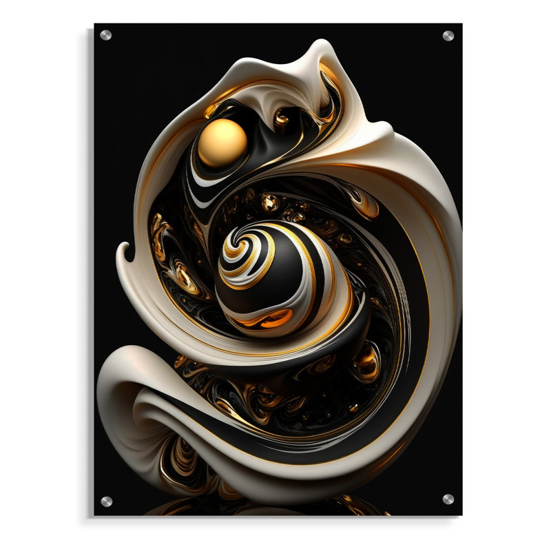 Liquide vitrail liquide V - Spirales abstraites, décoration murale acrylique, H 20 po x l 12 po