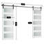 Portes de grange coulissantes doubles en verre trempé givré 60 po x 84 po avec quincaillerie d'installation -94393764