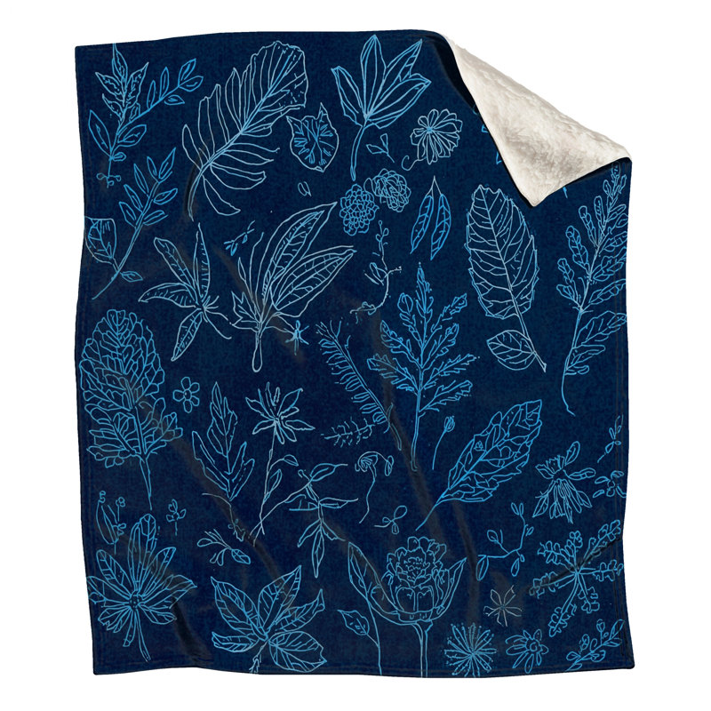 Botanical Leaf Sketches Blankets, 50in W x 60in H