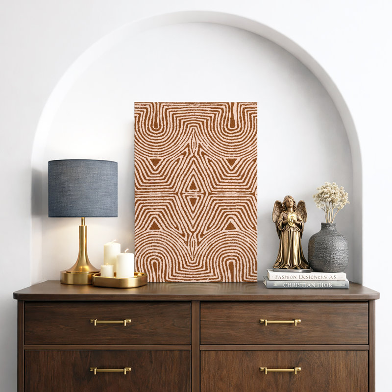 «Symmetric Triangle Tribal Print Geometric Shapes Modern Art Minimalist Dramatic Multicolor», reproduction d'art sur toile