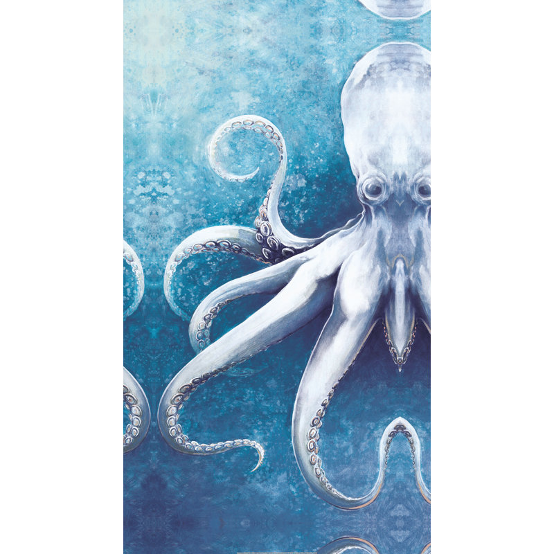 Half Blue Octopus - Painting on Canvas, 122 cm H x 81 cm W, Wrapped Canvas