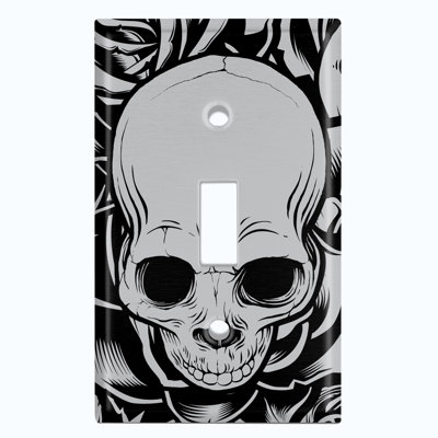 Plaque murale d'interrupteur à bascule Skull Roses Flower