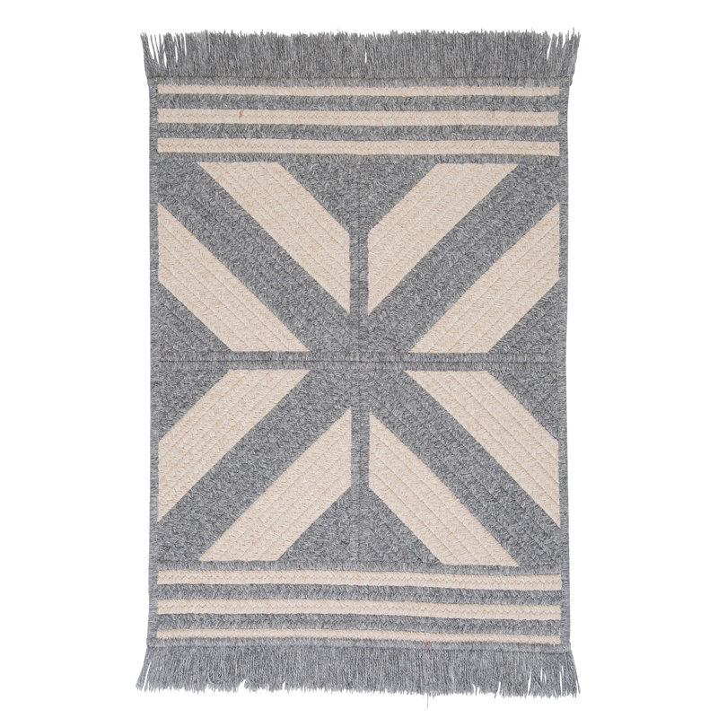 Tapis gris réversible en mélange de laine Drubin, Rectangle 5 pi x 8 pi