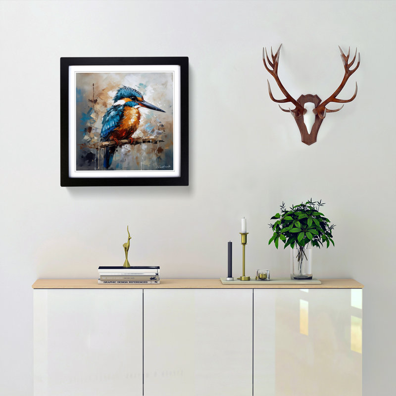 Kingfisher Expressionism No.1 Framed Print, Black