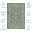 Courtyard Floral Outdoor Area Rug In Dark Green / Beige-801042712