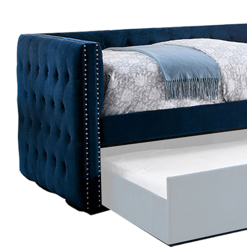 Lit de jour simple avec couchette Calion, Bleu marine