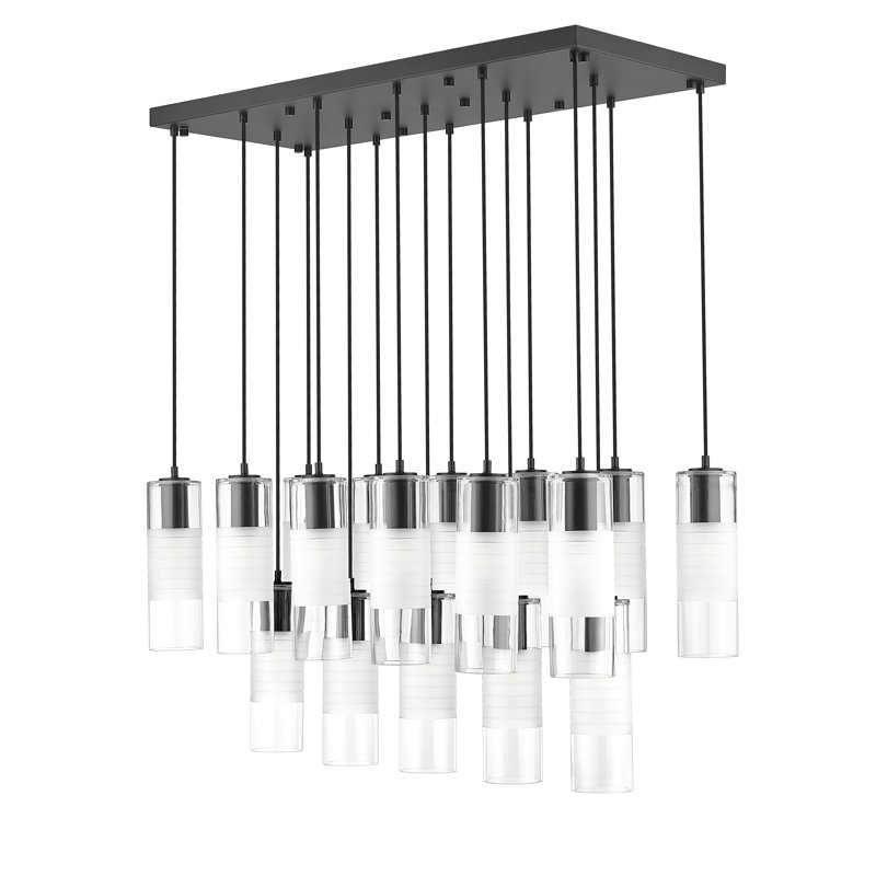 Preisler 17 - Light Steel Dimmable Kitchen Island Linear Chandelier, Matte Black