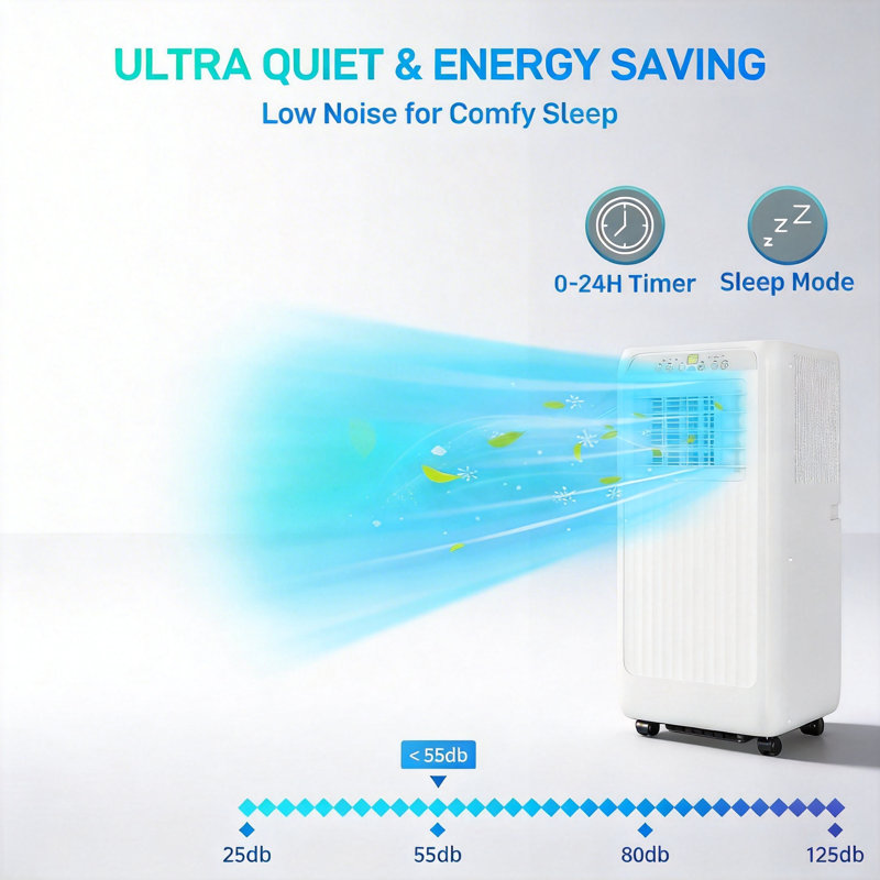 8000 BTU Portable Air Conditioners, with 24H Timer & Remote Control, White
