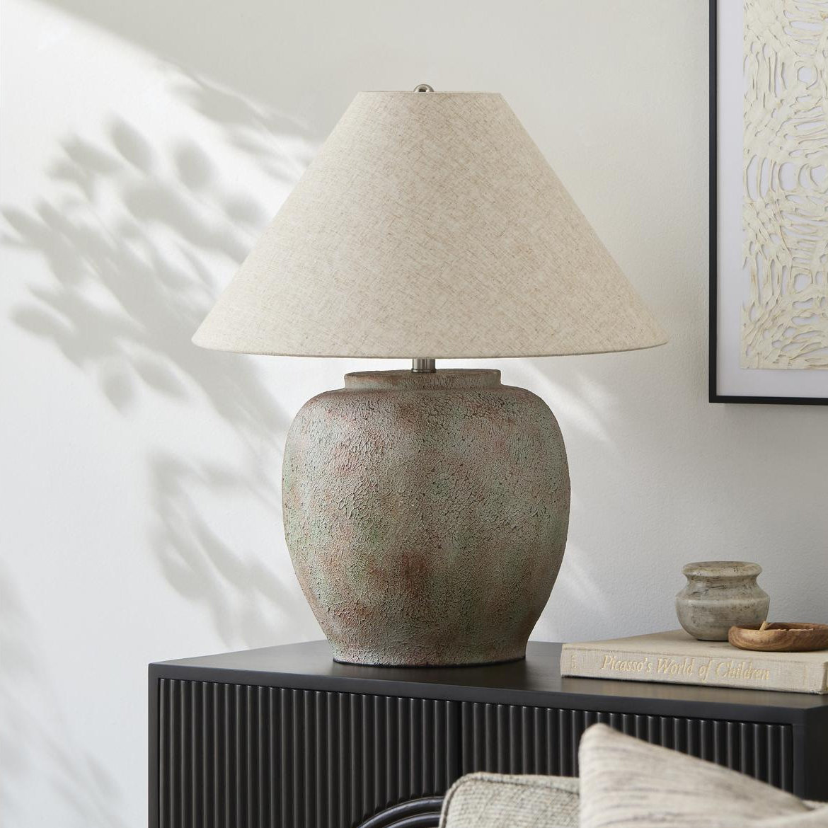 Concrete Table Lamp, Wheat, Cream/Red/Green