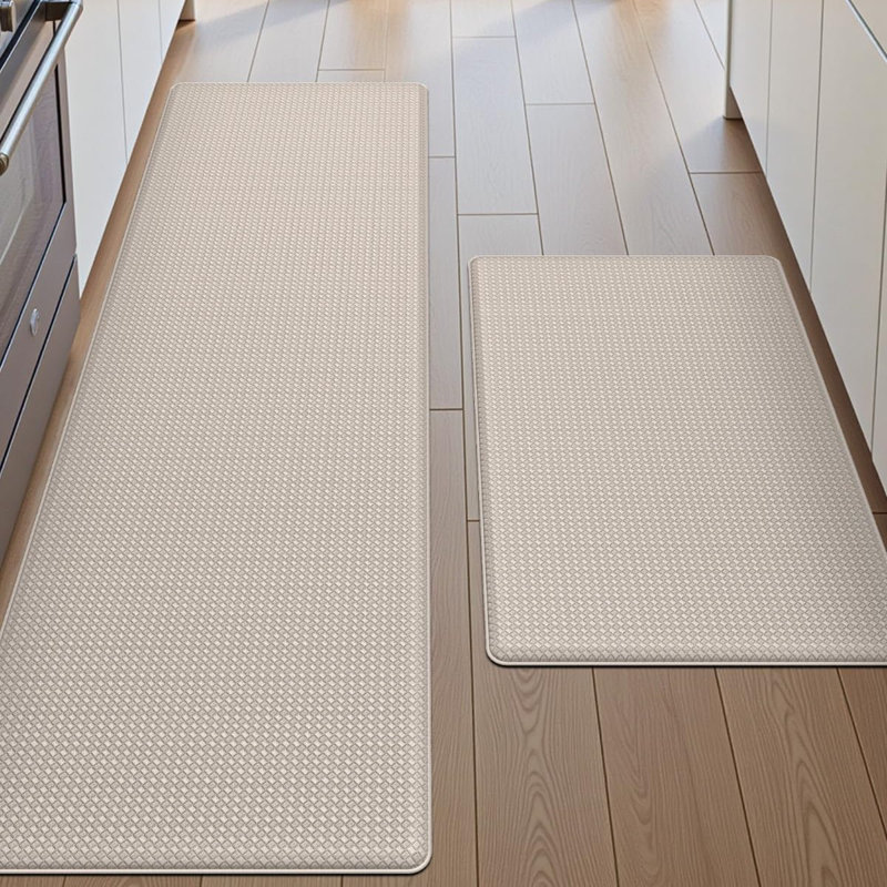Solid Colour Anti-Fatigue Kitchen Mat, Beige