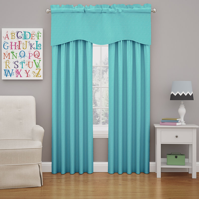 Turquoise Scalloped Rod Pocket Energy Efficient Valance