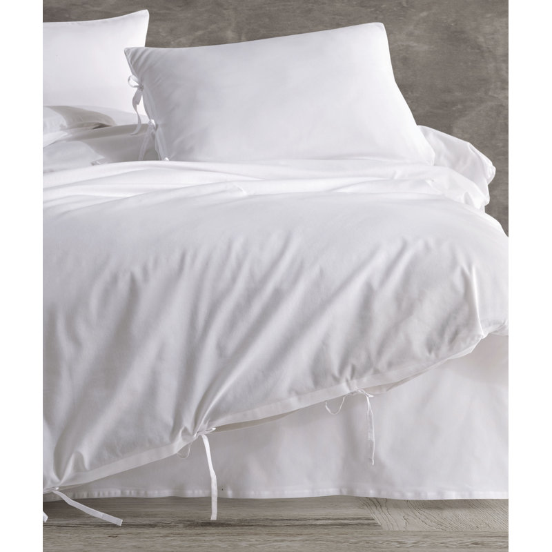 Ensemble de housse de couette avec deux taies décoratives couleur unie en polyester uni polyester 104 pi x 90 pi, Blanc