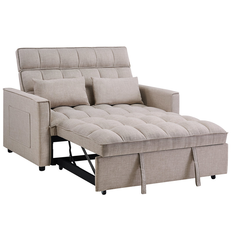 Turku 53" Wide Modern Upholstery Convertible Sleeper Sofa With Adjustable Backrest, Beige