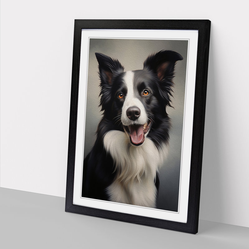 Border Collie Classicism Art - Framed Print, 46cm H x 34cm W x 2cm D, Black Framed