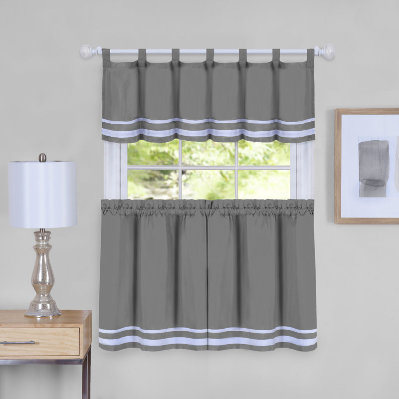 Rideau de cuisine Pangkal Pinang, Gris, L 58 po x L 14 po