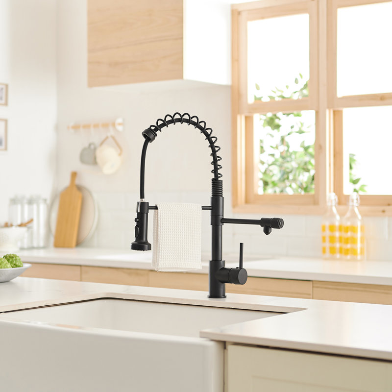 Purifier Kitchen Faucet With Pull Down Water Filter In Matte Black - Double Pipe Outlet, Independent Easy Maintenance For Drinking Purifier, Effortless Installation &