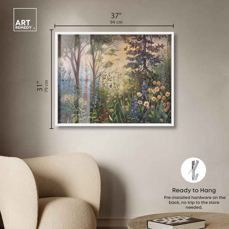 «Daisy Dawn II Shadowbox», impression de paysage par Art Remedy, H 31 po x l 37 po, Blanc