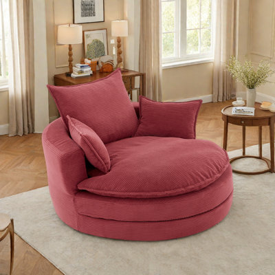 360° Swivel Accent Chair With Dual-layer Cushion Design And 3 Removable Pillows