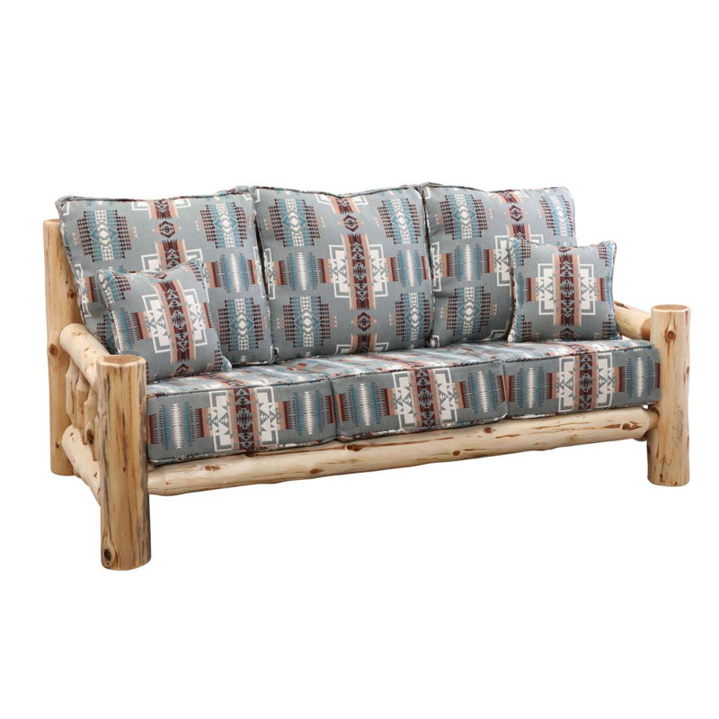 Traditional Cedar Log Upholstered 84'' Sofa, Without Piping