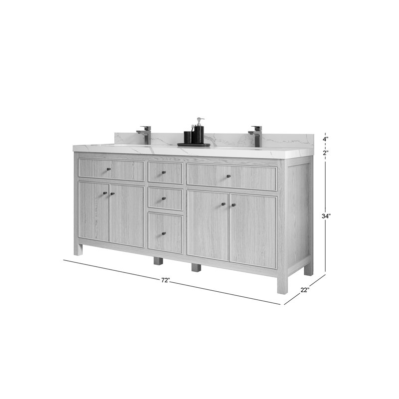 Ensemble de meuble-lavabo double 72 ", Blanc