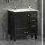 Meuble-lavabo noir 30 po. Armoire de rangement abondante - 1 porte à fermeture douce et 3 tiroirs-1458206164