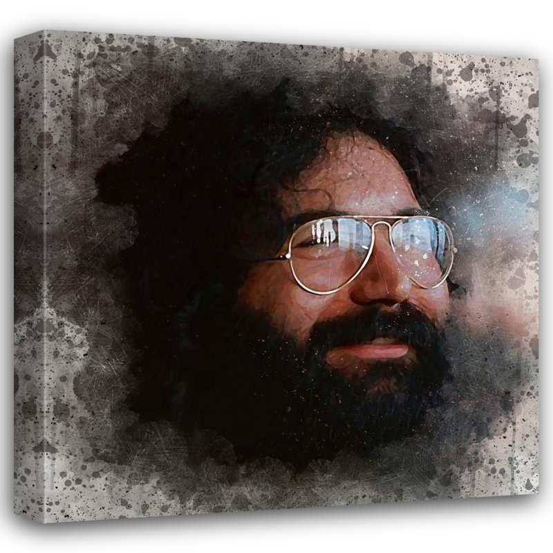 «Jerry Garcia» par Stephen Chambers - peinture sur toile tendue, H 36 po x l 36 po x P 1,5 po