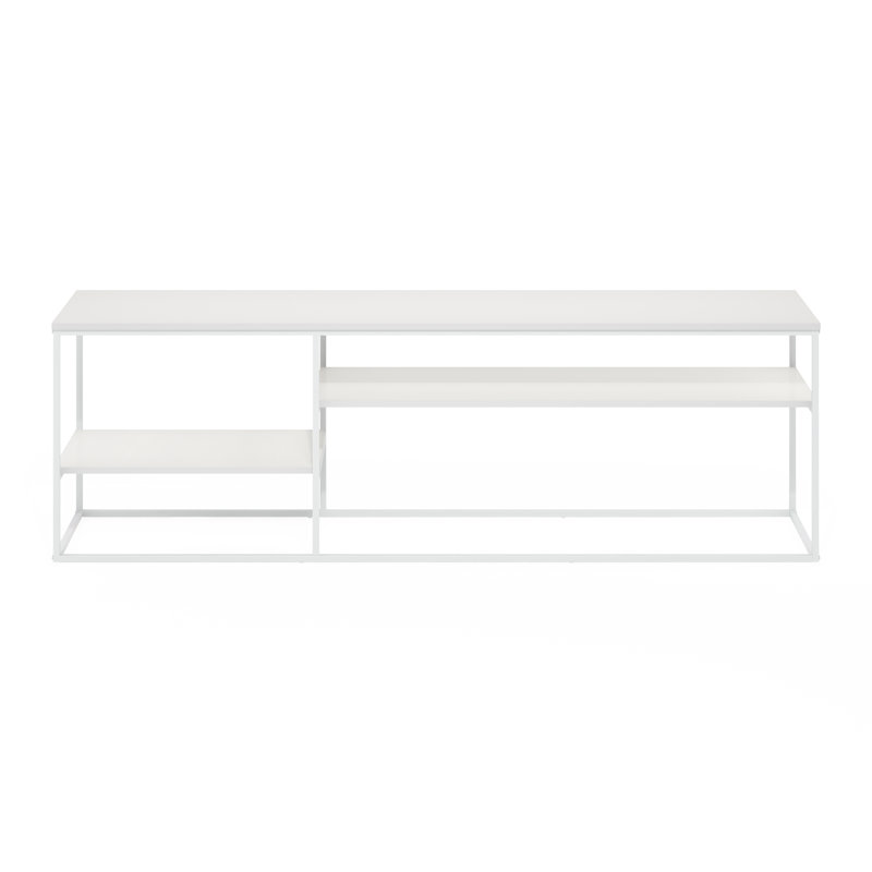 Rhyker Modern Lifestyle TV Stand, Solid White/White, 21.9" H x 70" W x 16" D