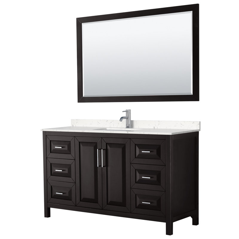 Daria 60'' W Single Vanity, Carrara Cultured Marble, Dark Espresso, Polished Chrome