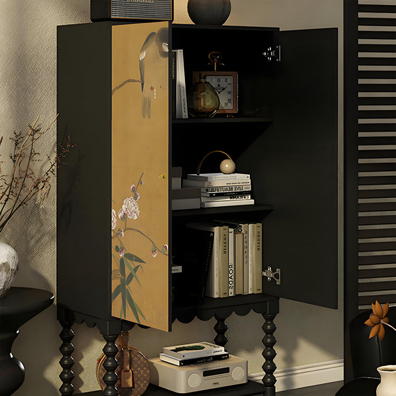 Armoire de rangement à pieds hauts en bois massif
