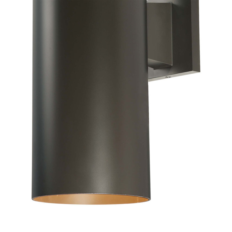 2-Light 6"W Integrated LED Indoor or Outdoor Antique Bronze Aluminum Cylinder Wall Mount or Wall Sconce, Antique Bronze