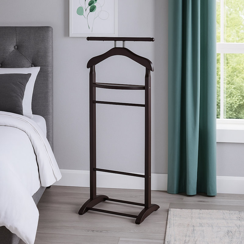 Knight Solid Wood Freestanding Valet Stand, Walnut