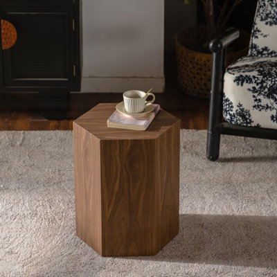 Hexagon MDF Janae - Table d'appoint à motif de grain de bois, table de bout moderne entièrement assemblée pour petits espaces