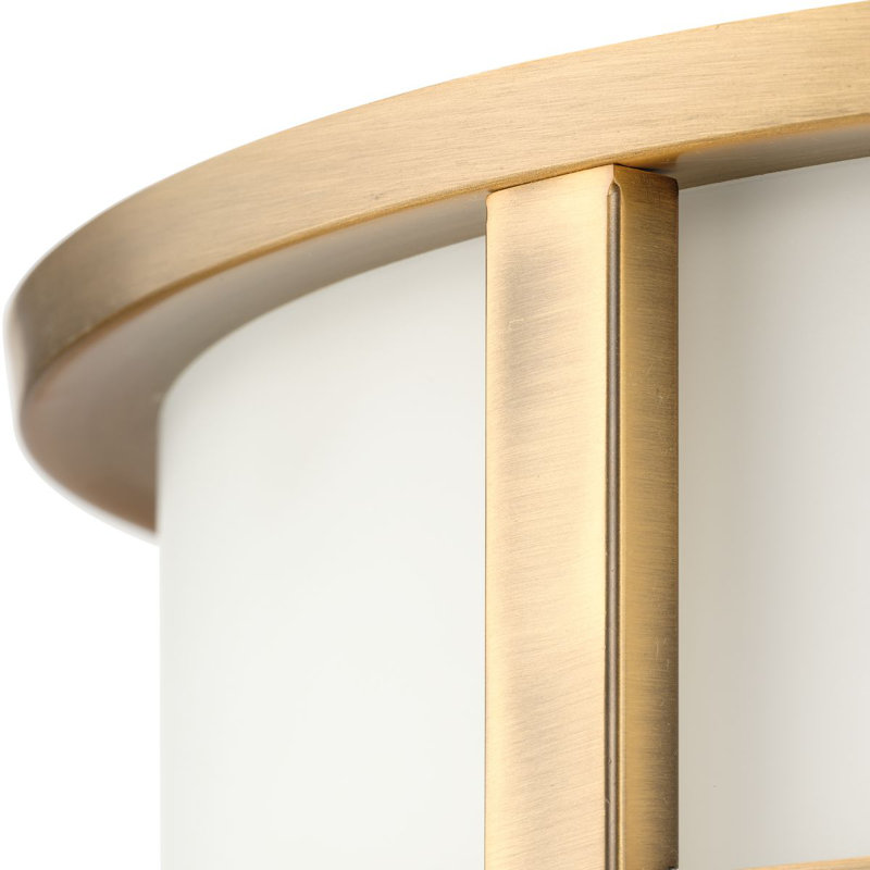 Three-Light New Traditional Flush Mount, Vintage Brass