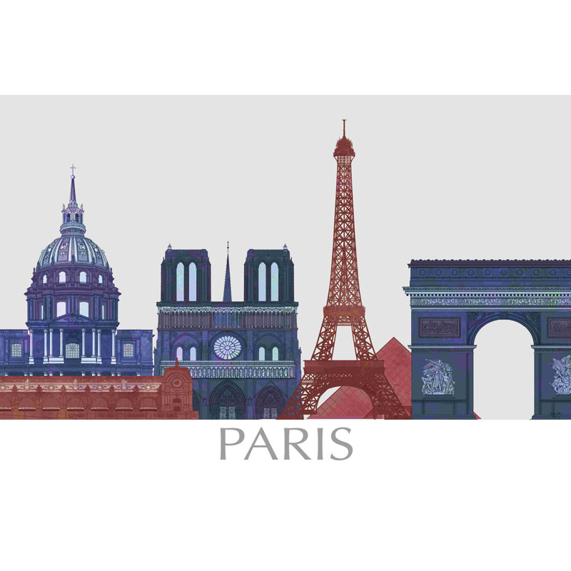 Monuments de Paris, rouge et bleu, H 24 po x l 36 po x P 1,25 po