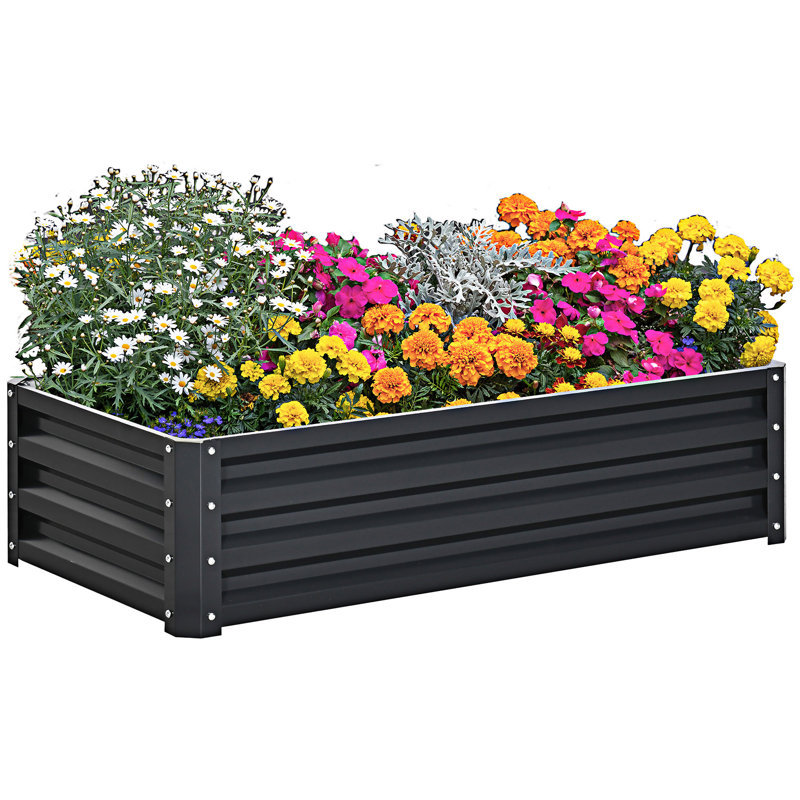 Galvanized Planter Box Raised Garden Bed, Gray