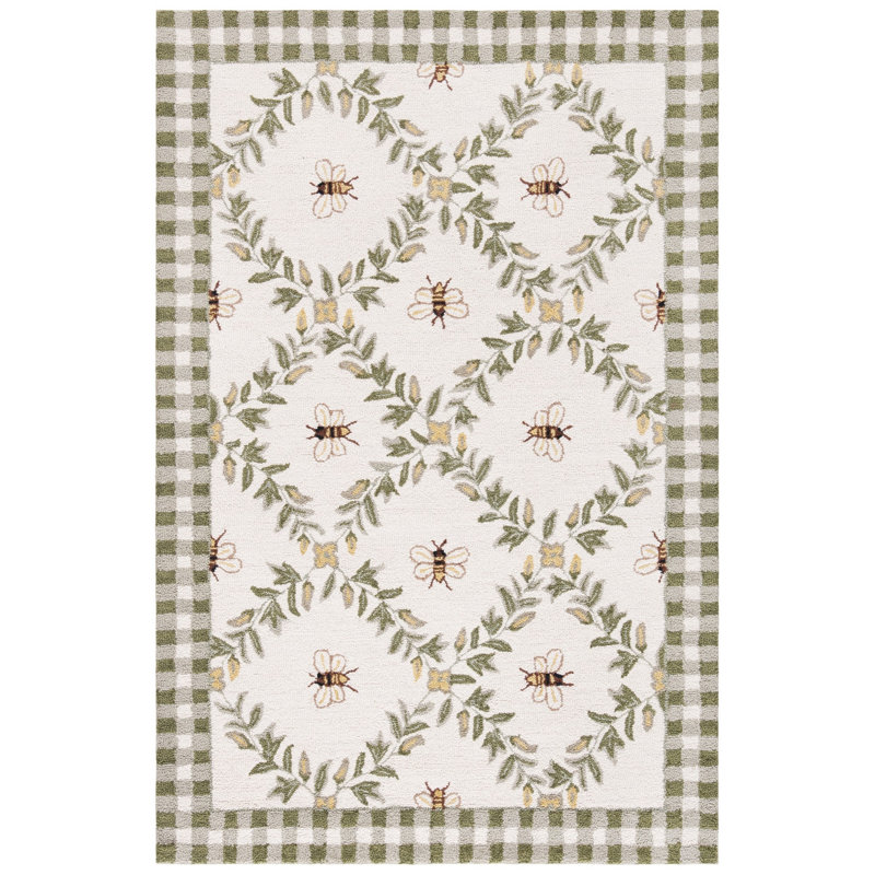 Elara Floral Handmade Wool Area Rug, Rectangle 5'3" x 8'3"